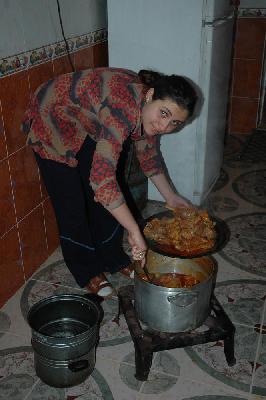 La viande du plat bazine