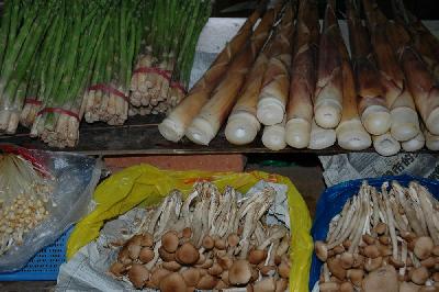 Pousses de bambou et champignons